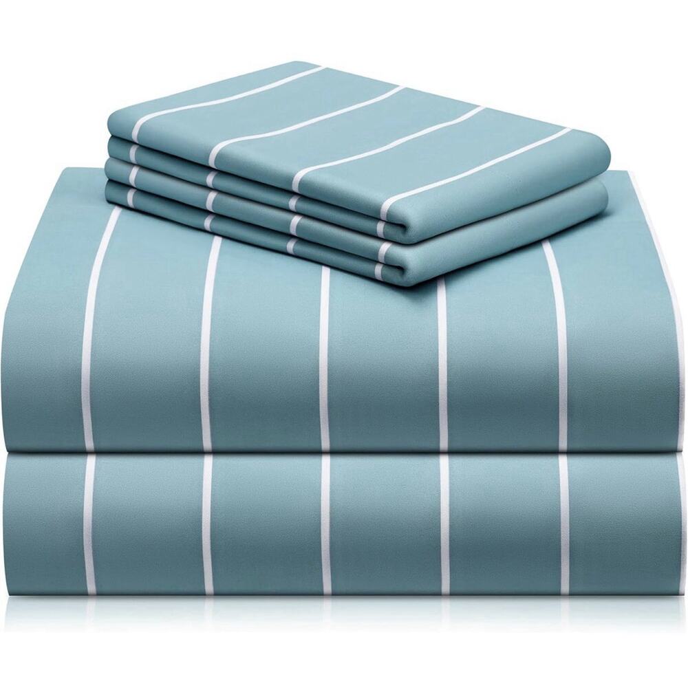 LuxClub 4 PC King Size Sheet Set, Breathable Luxury Bed Sheets Lt Blue